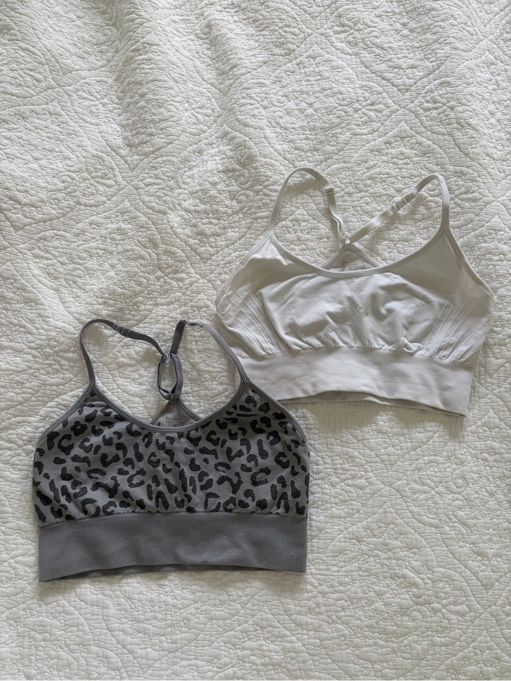 Everyday Bralette sports bra  - White and Gray Leopard